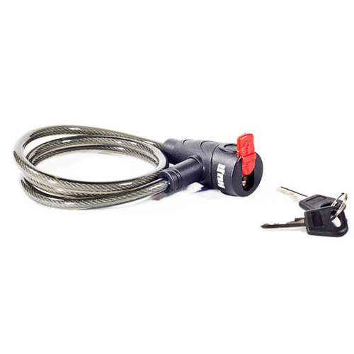 Cable Lock 8mm X 1000mm Coiled Key Operated With Bike Mount Bracket