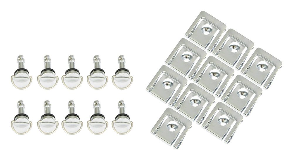Bike It Silver Quick Release Fairing Fasteners Slip-On 19mm Pack Of 10